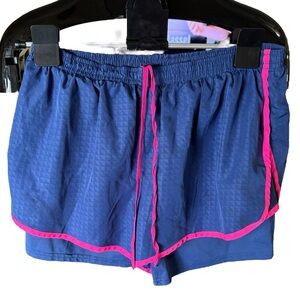 Legend Blue Athletic Shorts w pink trim, pockets and undershorts Sz L